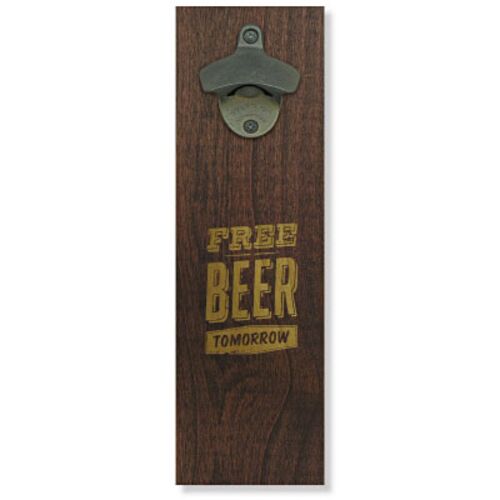 Engraved "FREE BEER TOMORROW" Plank & Opener Thumbnail