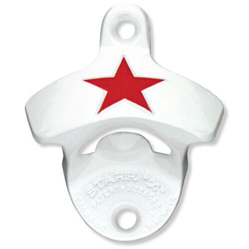 White Powder Coated, Embossed Red STAR STARR "X" bottle opener Thumbnail