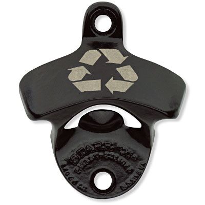 Black Powder Coated, Engraved Recycle STARR "X" bottle opener Thumbnail