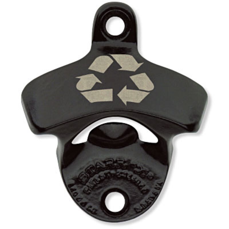 Black Powder Coated, Engraved Recycle STARR "X" bottle opener Thumbnail