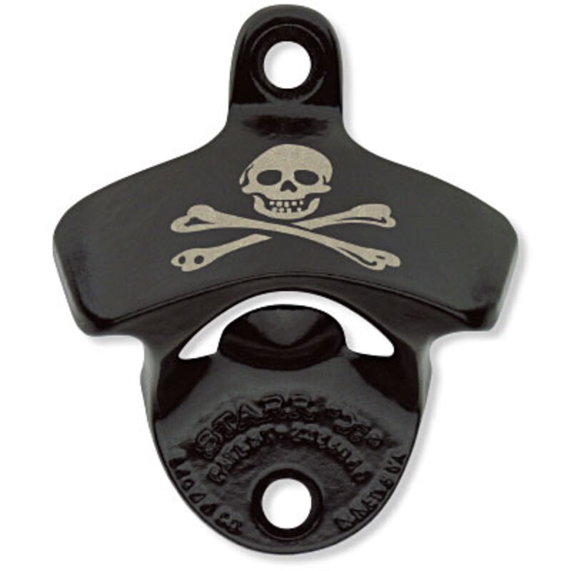 Black Powder Coated, Engraved Skull STARR "X" bottle opener Thumbnail