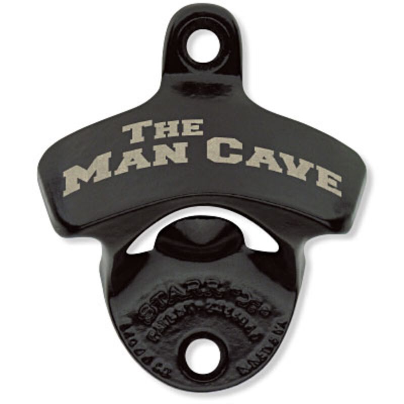 Black Powder Coated, Engraved The Man Cave STARR "X" bottle opener Thumbnail
