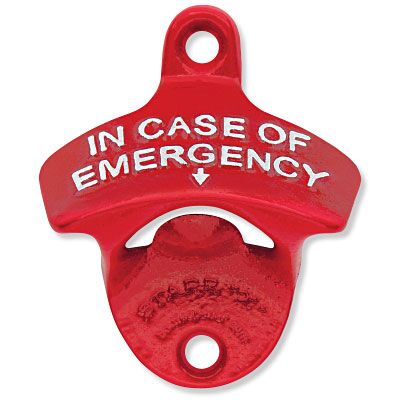 Red Powder Coated, Embossed In Case of Emergency STARR "X" bottle opener Thumbnail