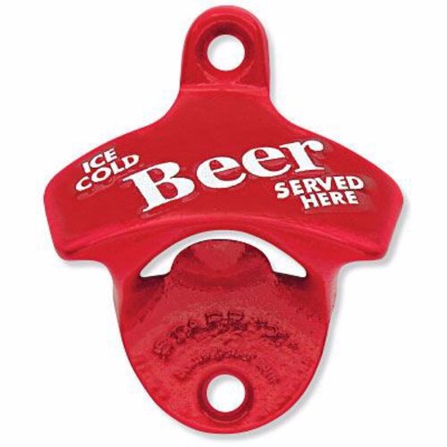 Red Powder Coated, Embossed Ice Cold BEER Served Here STARR "X" bottle opener Thumbnail