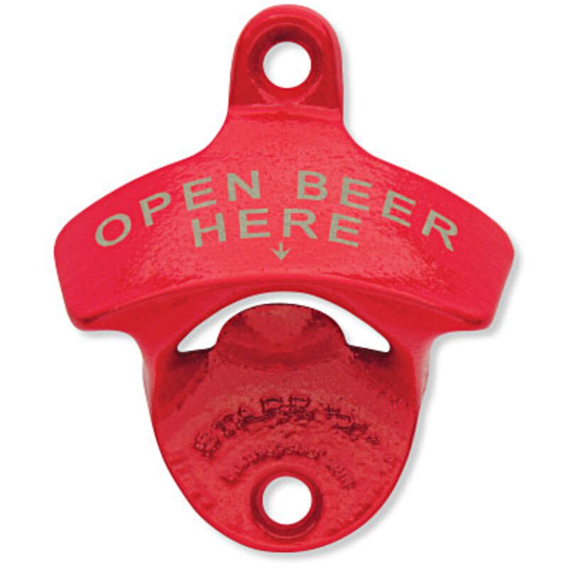 Red Powder Coated, Engraved Open BEER Here STARR "X" bottle opener Thumbnail