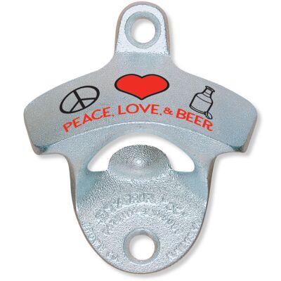 Printed Peace, Love & Beer STARR "X"  bottle opener Thumbnail