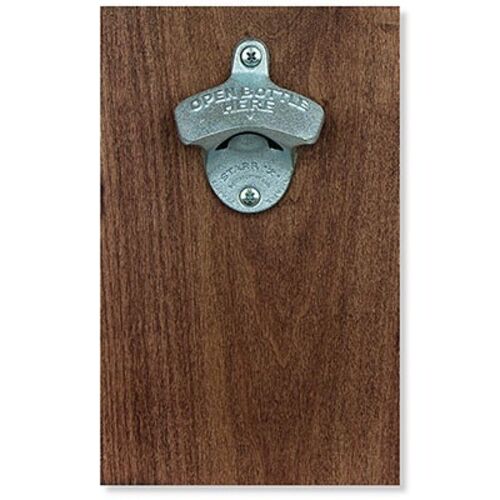 Small Wood Plank with Open Bottle Here Opener Thumbnail