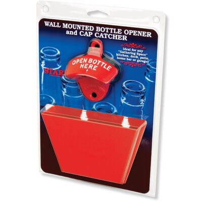 Embossed Red Open Bottle Here STARR "X" opener and Red cap catcher SET Thumbnail
