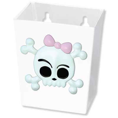 Skull with Bow Small White Small Metal Bottle Cap Catcher Thumbnail
