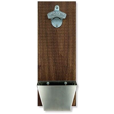 Large Wood Plank with Open Bottle Here Opener & Catcher Thumbnail