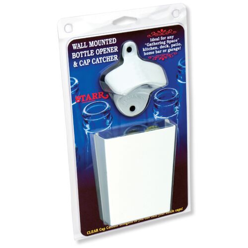 Plain White STARR "X" opener and small white metal bottle cap catcher SET Thumbnail