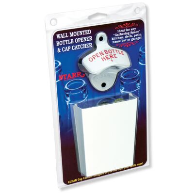 White Open Bottle Here STARR "X" opener and small white metal bottle cap catcher SET Thumbnail