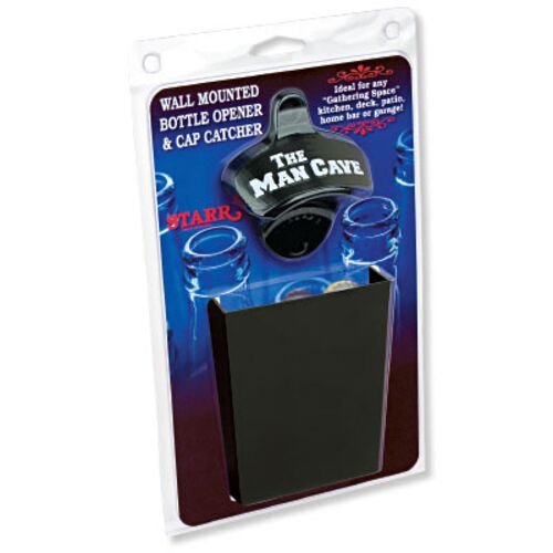 Black The Man Cave STARR "X" opener and small black metal bottle cap catcher SET Thumbnail